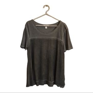 Kenar Top Hi Lo Gray Short Sleeve Pullover Size M